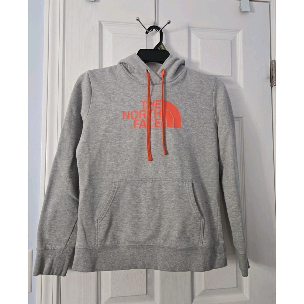 The North Face Womens Size Small Pullover Hoodie Gray Coral Orange